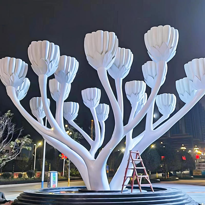 Son derece gerçekçi detaylar büyük çiçek şeklindeki lamba fiberglas heykel ticari merkez için uygun