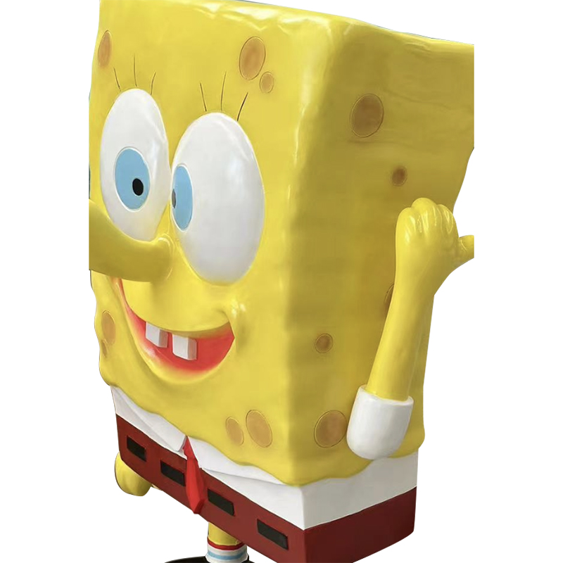 Açık hava dekorasyon/kamusal alanlar için çizgi film fiberglas spongeBob heykel Açık hava dekorasyon/kamusal alanlar için çizgi film fiberglas spongeBob heykel